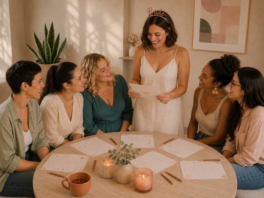 Grupo celebrando una experiencia AstroBride en una despedida de soltera